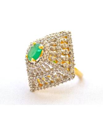 Modern Emerald Diamond Cocktail Ring 1