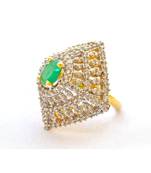 Modern Emerald Diamond Cocktail Ring