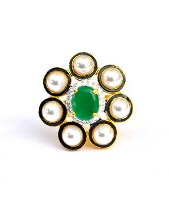 Pearl Emerald Cocktail Ring 1