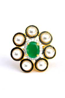 Pearl Emerald Cocktail Ring
