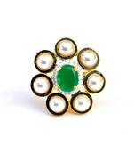 Pearl Emerald Cocktail Ring