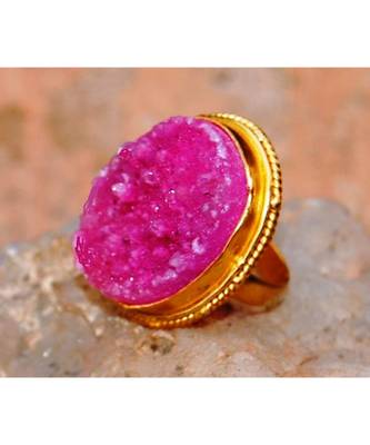 Pink Druzy Cocktail Ring 1