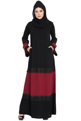 Modest Dress with Inserted Panels in Contrast-Not An Abaya 1