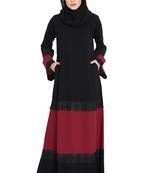 Modest Dress with Inserted Panels in Contrast-Not An Abaya