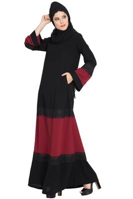 Modest Dress with Inserted Panels in Contrast-Not An Abaya 2