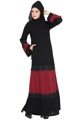 Modest Dress with Inserted Panels in Contrast-Not An Abaya 3