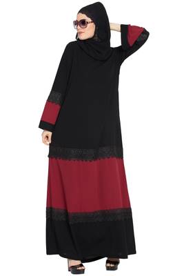 Modest Dress with Inserted Panels in Contrast-Not An Abaya 4