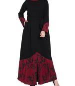 Front Open-Dress With Printed Georgette Panel-Not An Abaya
