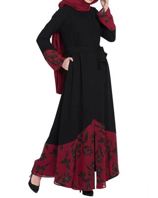 Front Open-Dress With Printed Georgette Panel-Not An Abaya 2