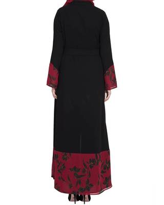 Front Open-Dress With Printed Georgette Panel-Not An Abaya 4