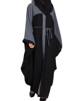 Dual Color Front Open Kaftan With Belt-Not An Abaya 2
