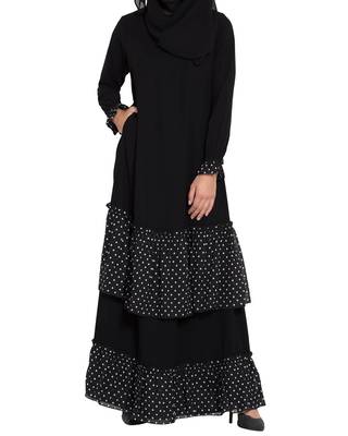 Black Dress with Contrast Polka Layers-Not An Abaya 1
