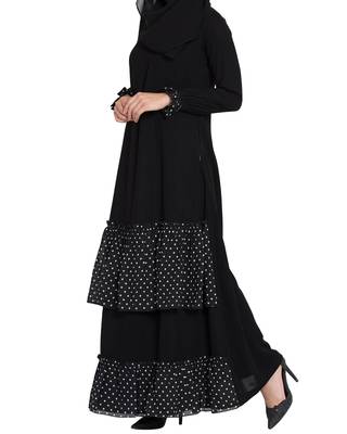 Black Dress with Contrast Polka Layers-Not An Abaya 2