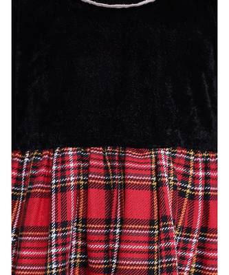 Velvet Twill Full Sleeve Dress For Baby Girl-Black 4