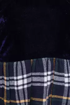 Velvet Twill Full Sleeve Dress For Baby Girl-Navy Blue