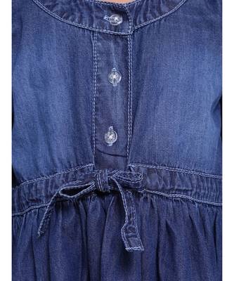 Full Sleeve Denim Dress For Baby Girl- Dark Blue 5