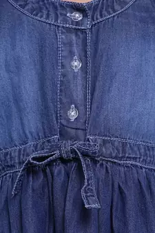 Full Sleeve Denim Dress For Baby Girl- Dark Blue