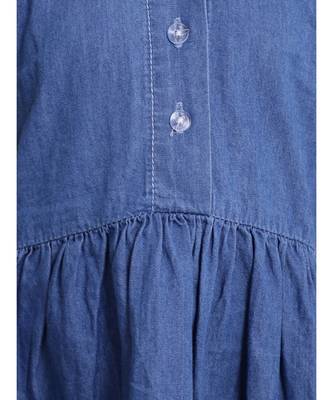 Ruffle Sleeve Denim Dress For Baby Girl- Dark Blue 5