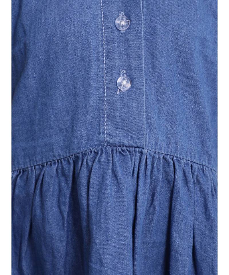 Ruffle Sleeve Denim Dress For Baby Girl- Dark Blue