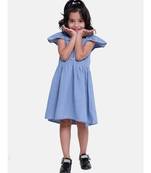 Ruffle Sleeve Denim Dress For Baby Girl- Light Blue
