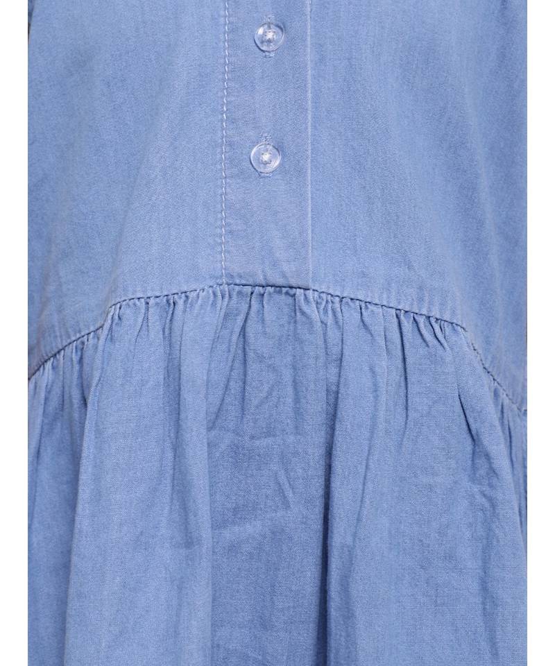 Ruffle Sleeve Denim Dress For Baby Girl- Light Blue