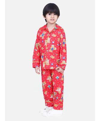 Boys Full Sleeve Printed Night Suit- Red 1