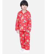 Boys Full Sleeve Printed Night Suit- Red