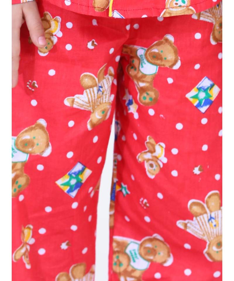 Boys Full Sleeve Printed Night Suit- Red