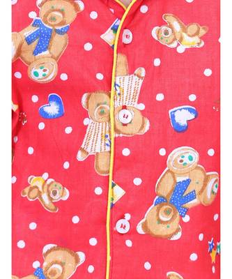Boys Full Sleeve Printed Night Suit- Red 5