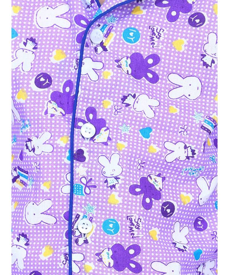 Boys Full Sleeve Printed Night Suit- Purple