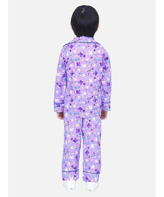 Boys Full Sleeve Printed Night Suit- Purple 5