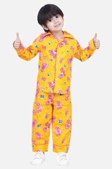 Boys Full Sleeve Printed Night Suit- Yellow
