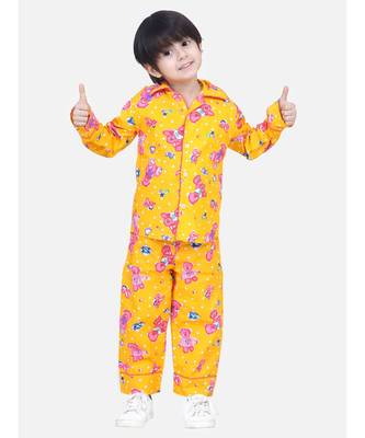 Boys Full Sleeve Printed Night Suit- Yellow 1