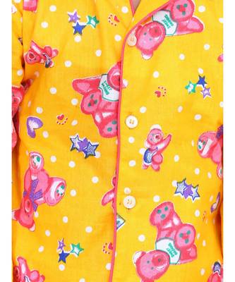 Boys Full Sleeve Printed Night Suit- Yellow 4
