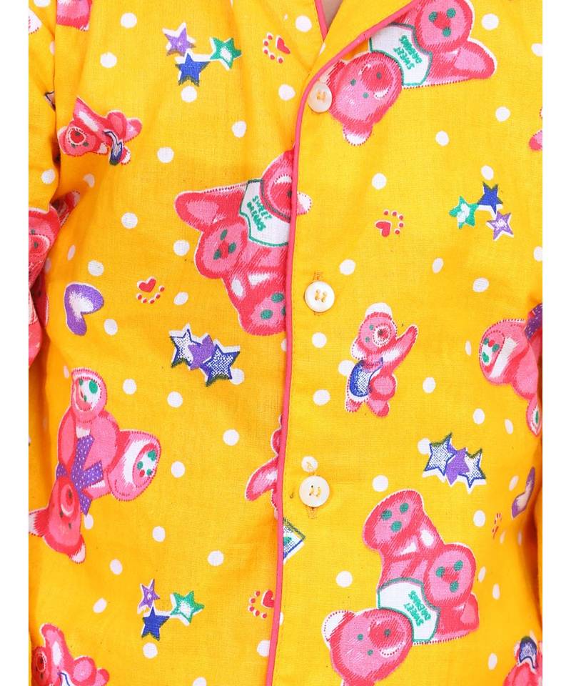 Boys Full Sleeve Printed Night Suit- Yellow