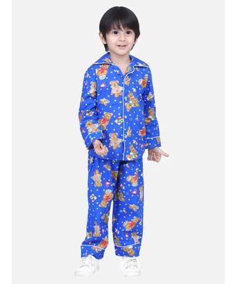 Boys Full Sleeve Printed Night Suit- Blue 1