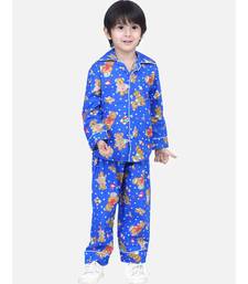 Boys Full Sleeve Printed Night Suit- Blue