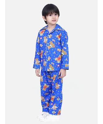 Boys Full Sleeve Printed Night Suit- Blue 2