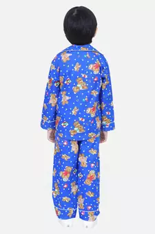 Boys Full Sleeve Printed Night Suit- Blue