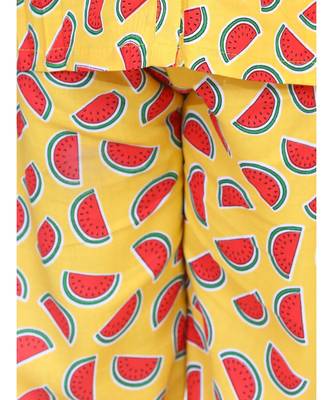 Girls Full Sleeve Printed Night Suit- Yellow 4