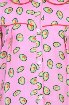 Girls Full Sleeve Printed Night Suit- Pink