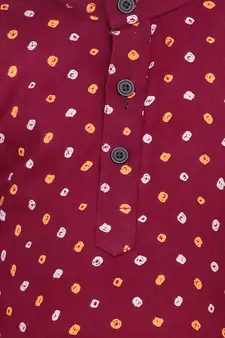 Boys Bandhani Full Sleeve Kurta Dhoti- Maroon