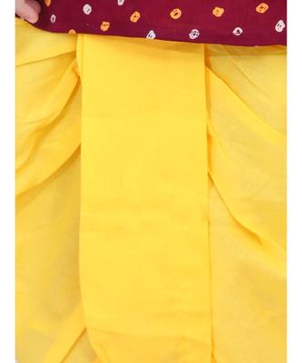 Boys Bandhani Full Sleeve Kurta Dhoti- Maroon 4