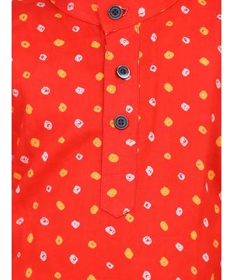 Boys Bandhani Full Sleeve Kurta Dhoti- Orange 4