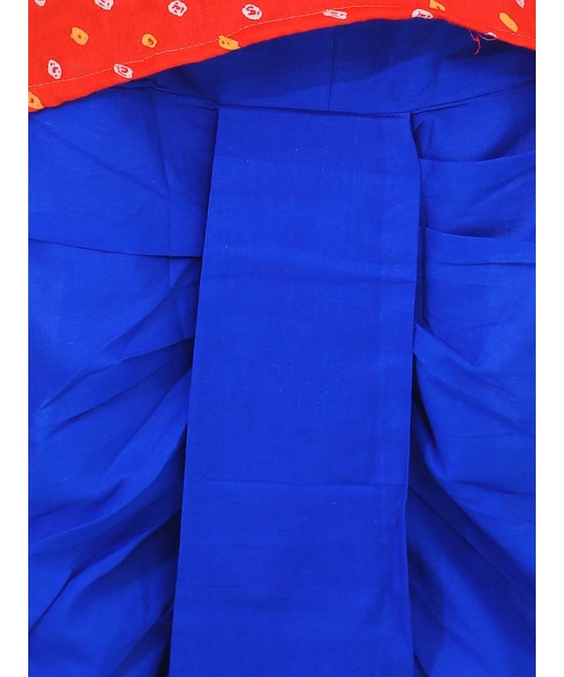 Boys Bandhani Full Sleeve Kurta Dhoti- Orange