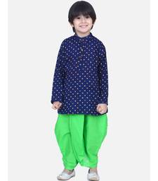 Boys Bandhani Full Sleeve Kurta Dhoti- Blue