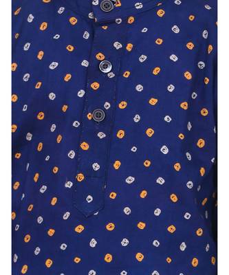 Boys Bandhani Full Sleeve Kurta Dhoti- Blue 5