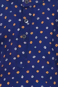 Boys Bandhani Full Sleeve Kurta Dhoti- Blue