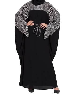Dual Color Kaftan With Designer Sleeves & Belt-Not An Abaya 3