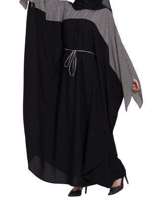 Dual Color Kaftan With Designer Sleeves & Belt-Not An Abaya 4